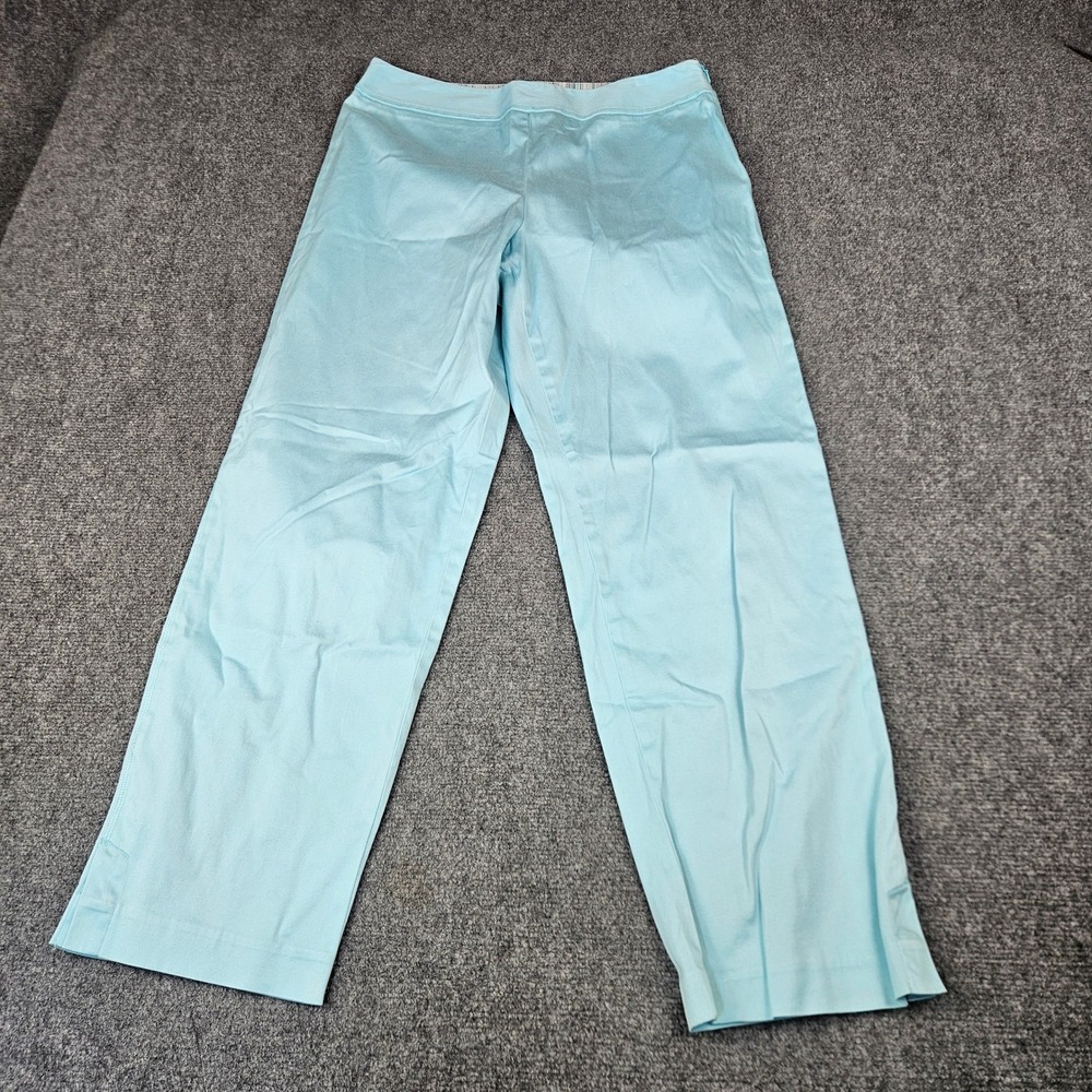 Valerie Stevens Petite Light Blue Cotton Blend Straight Leg Trousers Size 12P